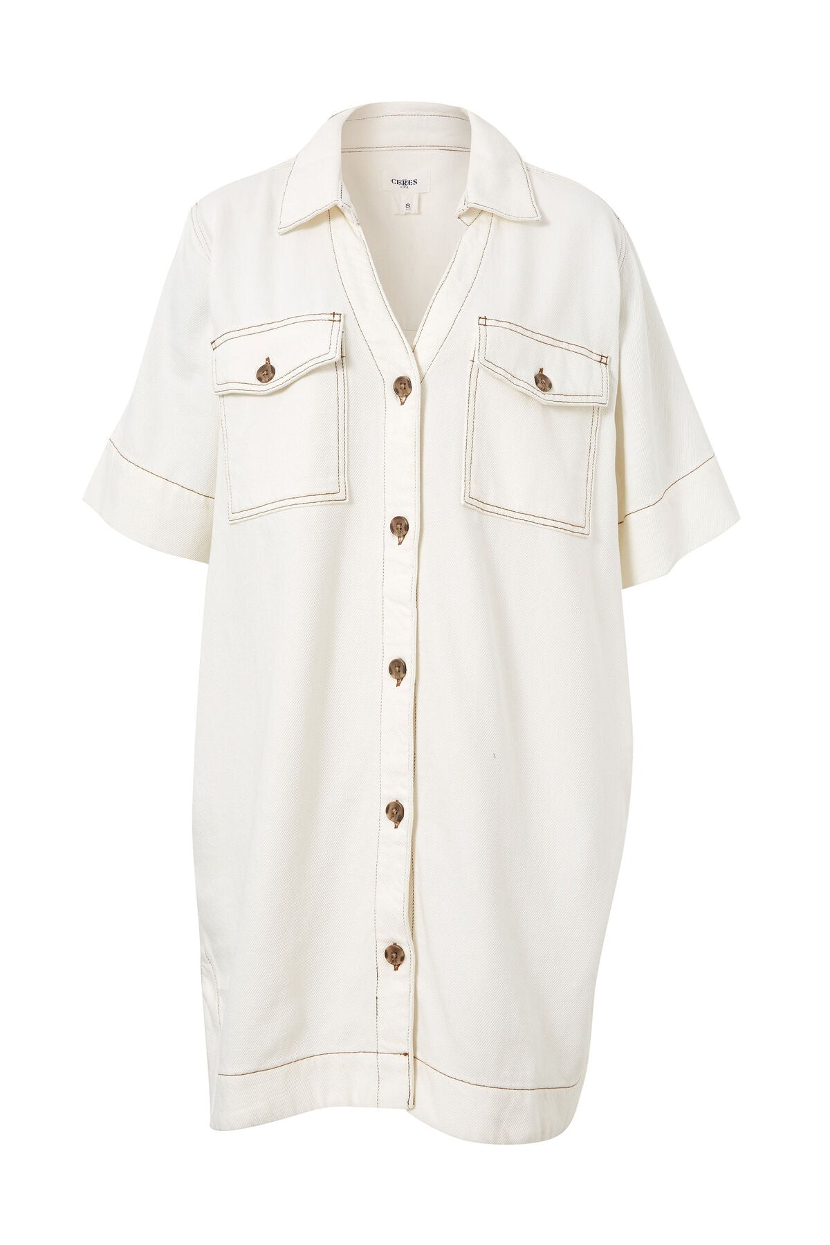 BOXY SHIRT DRESS- ECRU