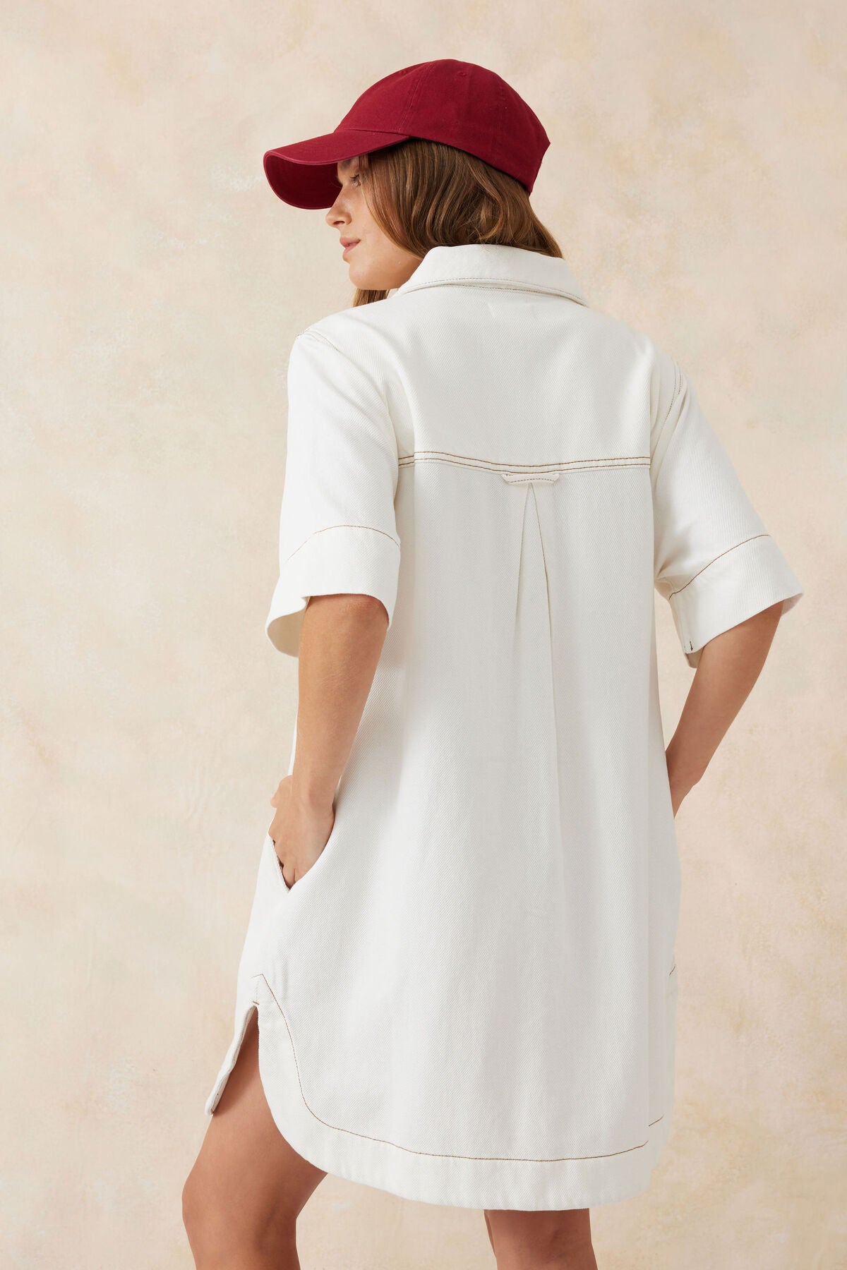 BOXY SHIRT DRESS- ECRU