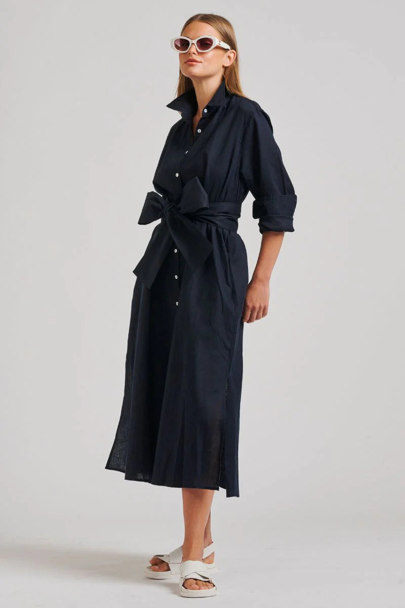 LUNA LONG SHIRT DRESS- FRENCH NAVY