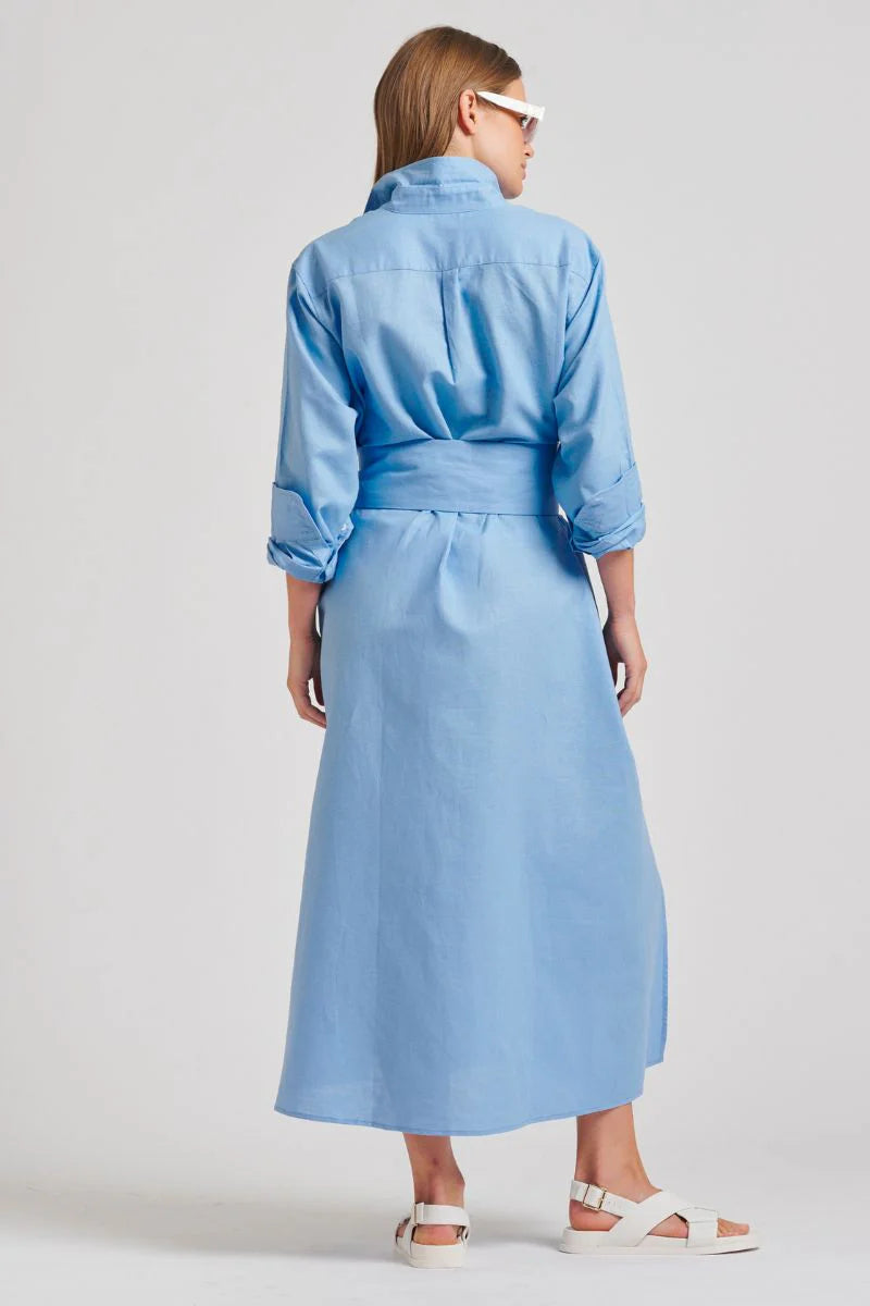 LUNA LONG SHIRT DRESS- PROVINCIAL BLUE