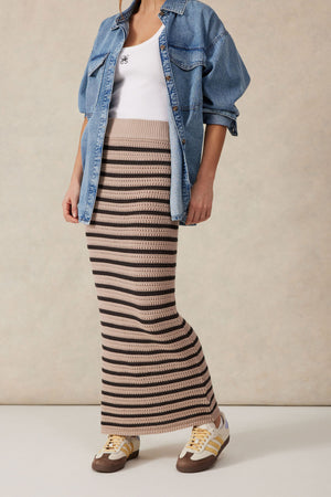 MESH KNIT MAXI SKIRT