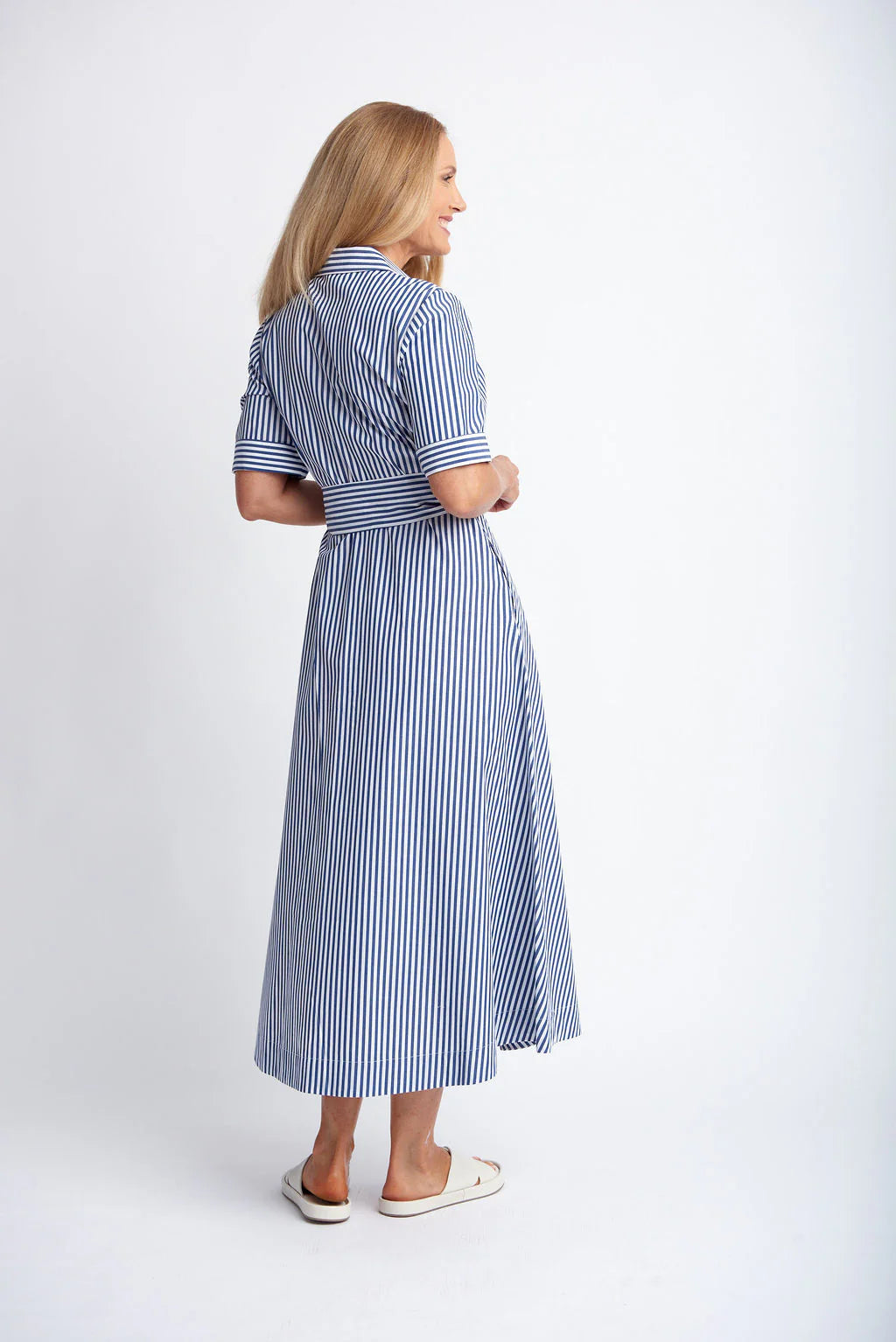 BIAS CUT A-LINE DRESS- NAVY & WHITE