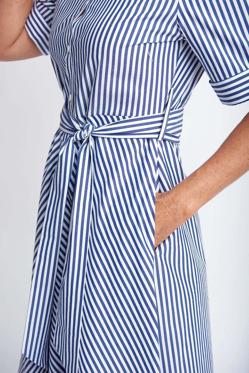 BIAS CUT A-LINE DRESS- NAVY & WHITE