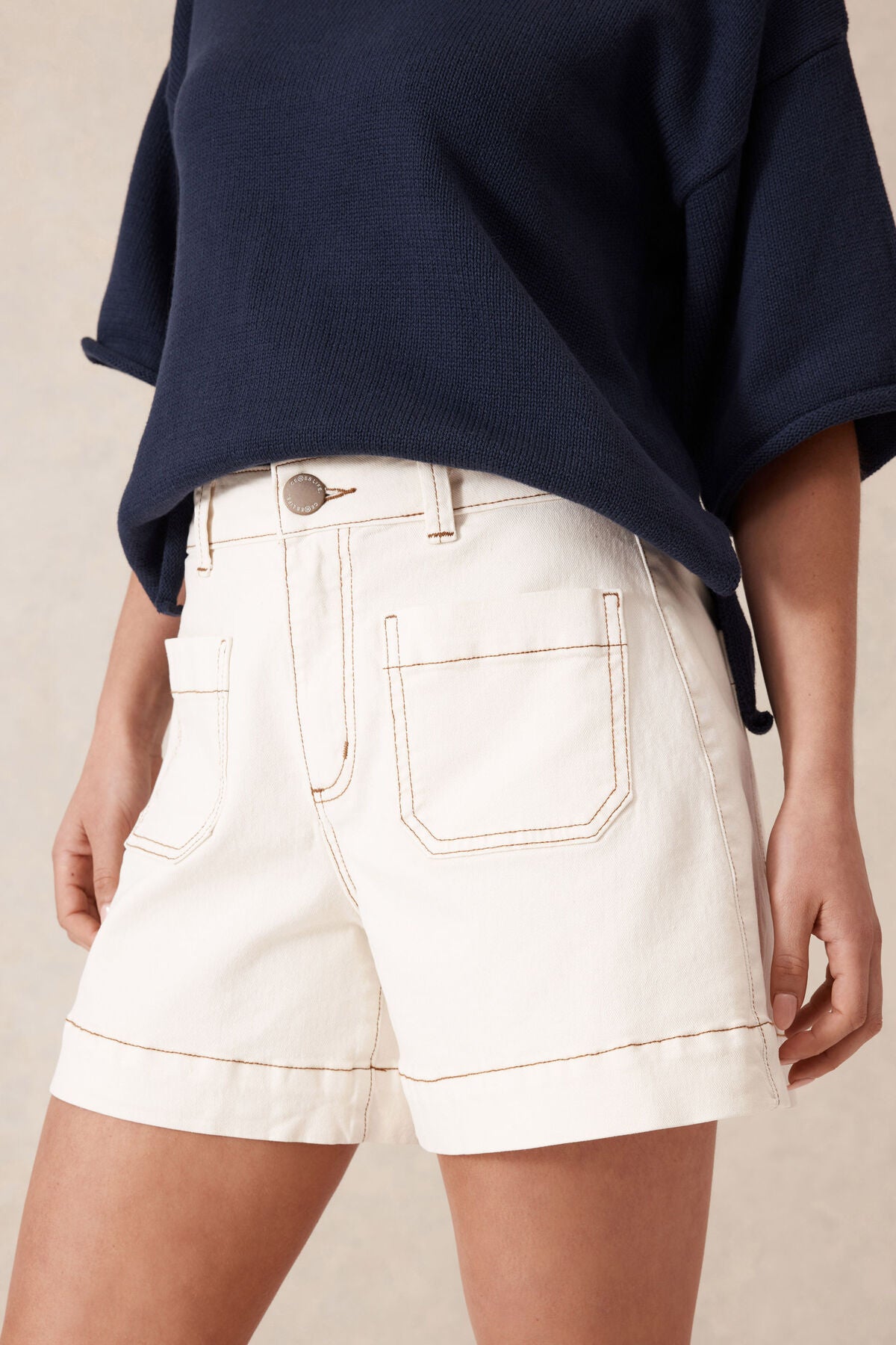 DENIM PATCH POCKET SHORTS